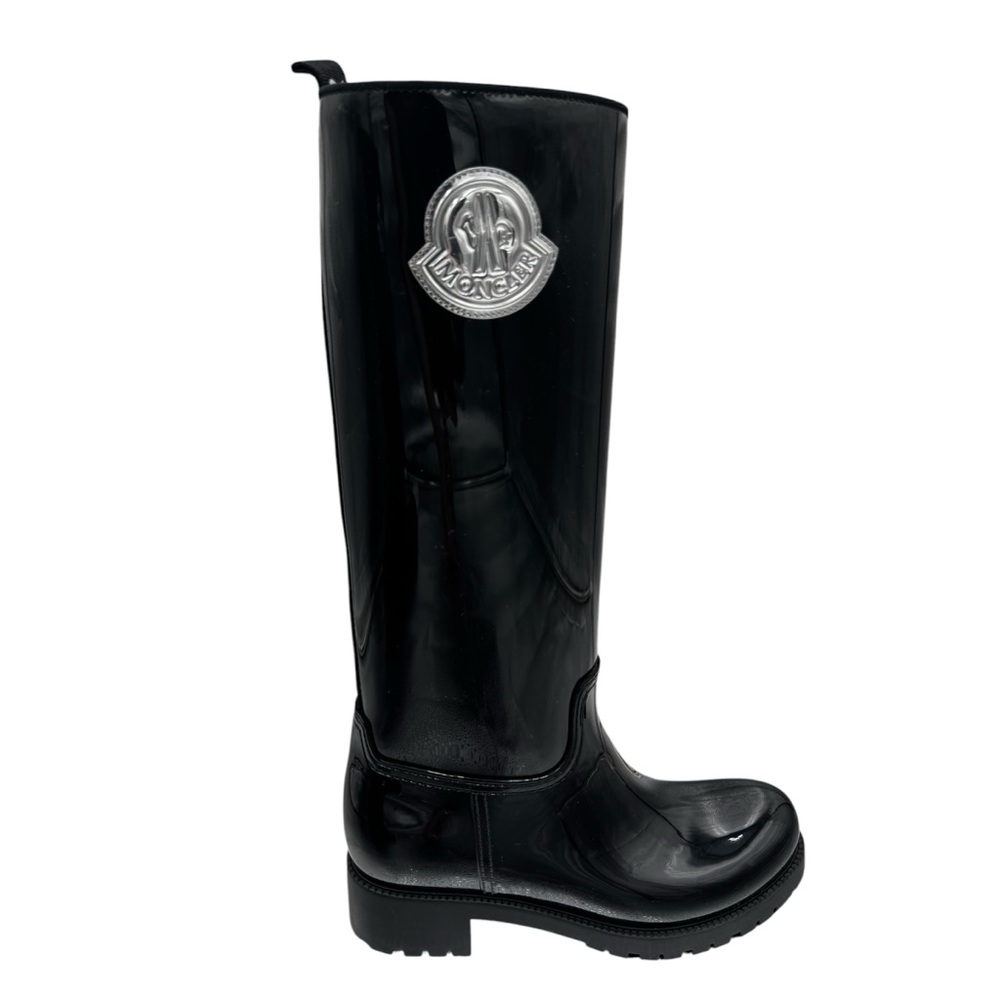 Moncler Black Logo Knee-High Boots - Picture 6 of 13